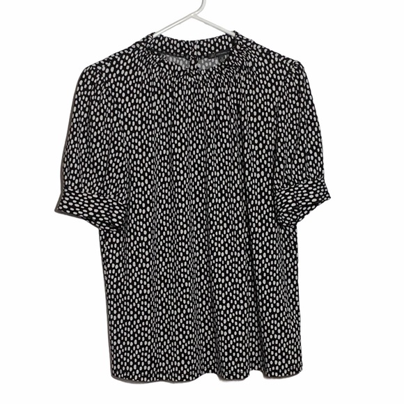 Adrianna Papell Ruffle Neck Black/White Blouse M - Picture 1 of 8
